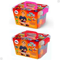 Maleta Plakt Formas De Montar Coloridas Infantil 100 Peças - Pakiplast