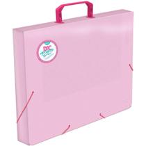 Maleta Plástica com ALÇA Breeze Rosa Tamanho Ofício
