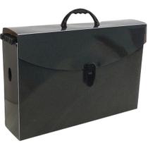 Maleta Plástica com ALÇA Dellofine Fumê SLIM com 06 Pastas Suspensas