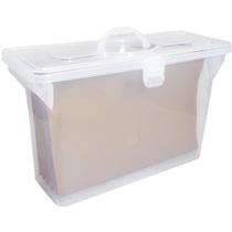 Maleta Plástica com ALÇA e 6 Pastas Suspensas KRAFT Cristal