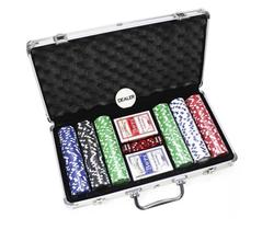 Maleta Poker 300 Fichas Kit Completo 2 Baralhos 5 Dados