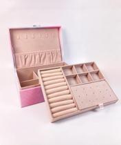 Maleta Porta Joias Com Chave Em Material Sintético E Veludo SSH17-6-210 Maleta Porta Joias Com Chave Em Material Sintético E Veludo SSH17-6-210