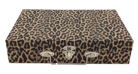 Maleta Porta Jóias Médio Simples Estampa De Onça