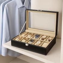 Maleta Porta Relógios Com Almofadas Internas 12 Pçs C/ Visor