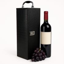 Maleta Porta Vinho Transporte Case Caixa Para Uma Garrafa Crocodilo Cor Preto