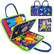 Maleta Sensorial Feltro Montessori Livro Busy Book Educacional Motora Prática para Bebês e Crianças