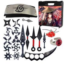 Kit Bandana Flexivel e Kunais Naruto + Anel Regulavel Itachi +