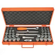 Maleta Soquetes Estriados Acessórios 1/2 Milímetros Polegadas - 43 Peças Tramontina Pro Tramontina