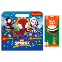 Maleta Spidey p/ Colorir Adesivos e Atividades + Giz de Cera