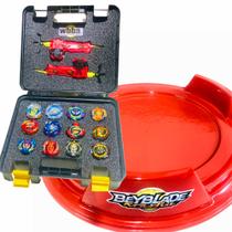 Maleta Top Gyro c. 12 beyblades sortidos + arena de batalha Maleta Top Gyro c. 12 beyblades sortidos + arena de batalha
