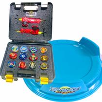 Maleta Top Gyro com 12 beyblades sortidos + arena de batalha Maleta Top Gyro com 12 beyblades sortidos + arena de batalha