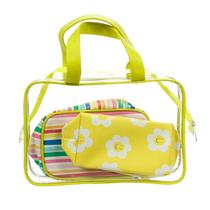 Maleta Transparente com 2 Bolsas P e M FLORIE amarela