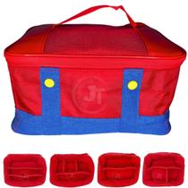 Maleta Transporte P/ Switch Oled Divisórias Ajustáveis Bolsa Video Game Portátil Nintendo Estojo Viagem Case Couro