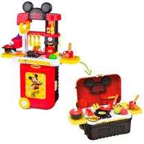 Maleta Viagem Mickey Mouse 3 em 1 C/ Acessórios Cozinha Playset Infantil Brinquedo - Multikids