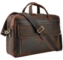Maleta Vintage de Couro Masa Kawa para Laptop 17" - Marrom