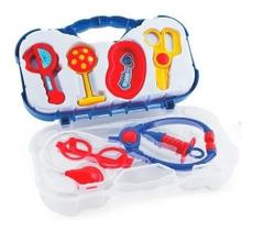 Maletinha Brinquedo Mini Doutor Menino Azul Maleta C/ 7 Acessórios Médico - Paki Toys