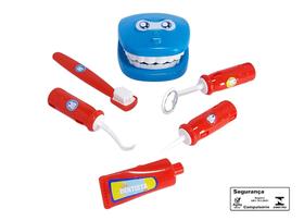 Maletinha Dr Dentista Samba Toys com Boca e Acessorios Brinquedo Infantil Recreativo Pedagogico