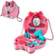 Maletinha Infantil Bolsa Cabeleireira Brinquedo Kit 16 Peças Rosa Completa