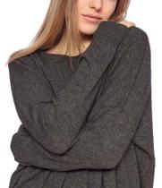 Malha 100%Cashmere Gola Careca Tamanho Unico Cor Cinza Chumbo Malha 100%Cashmere Gola Careca Tamanho Unico Cor Cinza Chumbo
