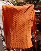 Malha 100%Cashmere Trabalhada Tamanho XL Cor Laranja Malha 100%Cashmere Trabalhada Tamanho XL Cor Laranja