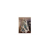Malha de fita de Natal azul, prata, 15 cm, decoração de árvore