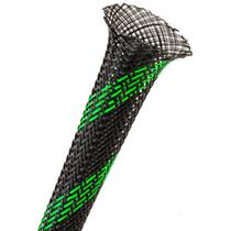 Malha Expansível Náutica Preta com Verde - 10mm - 10 Metros