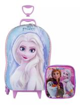 Malinha Mochila Escolar Frozen Elsa 3 Rodinhas G Lancheira