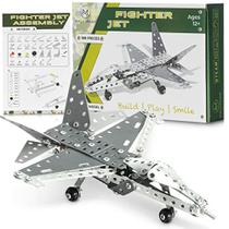MALUVRIAN Erector Set Fighter Jet para Meninos - Meninas Kit de Avião Modelo de Metal para Adultos Adolescentes e Crianças Avançadas Brinquedo do caule Educacional e de Engenharia 158 PCes