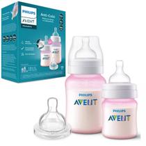 Mamadeira Anticólica Rosa 125ml e 260ml Bico Extra Avent