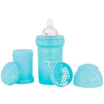 Mamadeira Bebê Bico de Silicone +0M Infantil 180ml Antivazamento Com Recipiente Leite em Pó 100ml Mixer Azul Twistshake - Prime Baby