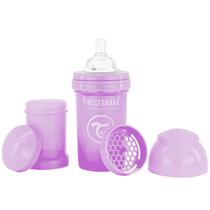 Mamadeira Bebê Bico de Silicone +0M Infantil 180ml Antivazamento Com Recipiente Leite em Pó 100ml Mixer Roxo Twistshake