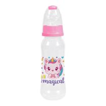 Mamadeira Bico Macio com Tampa Higiênica Rosa Unicórnio 240ml BabyGo