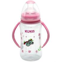 Mamadeira Big Natural c/ Alça 330ml Ortodôntico Rosa - Kuka
