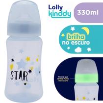 Mamadeira Big Star Bico Azul Silicone Redondo Lolly 330ml