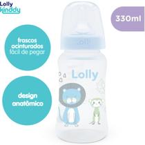 Mamadeira Big Zoo Bico Silicone Redondo Azul Lolly 330ml