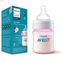 Mamadeira Clássica Com Válvula Anticólica 125ml Rosa - Bico Fluxo 1 - Anti-Colic - Philips Avent - SCY121-07