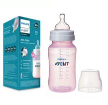 Mamadeira Clássica Com Válvula Anticólica 260ml Rosa - Bico Fluxo 2 - Anti-Colic - Philips Avent - SCY121-09