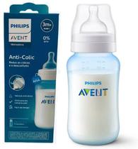 Mamadeira Clássica Com Válvula Anticólica 330ml Azul - Bico Fluxo 3 - Anti-Colic - Philips Avent - SCY121-12