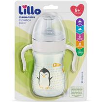 Mamadeira Com Alça Lillo Evolution 240ml Bico 6m+ Com Tampa Antivazamento e Bico Redondo