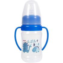 Mamadeira De Bebê Bico Anatômico Silicone 300mL +6 Meses Com Alça Removível Azul BabyGo - Baby Go