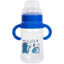 Mamadeira De Bebê Bico Silicone 300mL +6 Meses Com Alças e Disco De Vedação Azul BabyGo - Baby Go