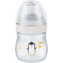 Mamadeira De Bebê Bico Silicone Macio 150mL 0-6 Meses Tampa Antivazamento Evolution Pinguim Lillo