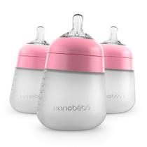 Mamadeira de bebê NANOBÉBÉ Flexy Silicone Anticólica, 270 ml, pacote com 3