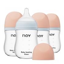 Mamadeira de bebê yanyoyo Glass Wide Neck 160 ml anti-cólica, pacote com 4