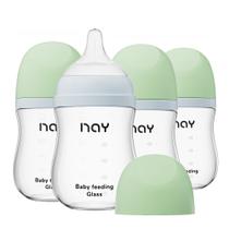 Mamadeira de bebê yanyoyo Glass Wide Neck, 160 ml, anticólica, pacote com 4