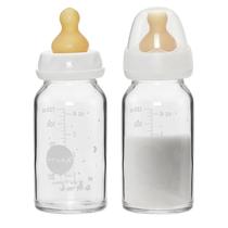 Mamadeira de Vidro HEVEA Standard Neck 120ml - Bico de Borracha Natural 0+