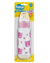 Mamadeira Desenhos Urso Rosa 240ml Tamanho 2 - Fiona - Fiona