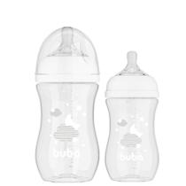 Mamadeira Easy Flow Buba Anticolica Bico de Silicone Peito Nuvem Rosa Azul Branco 270mL +6 meses