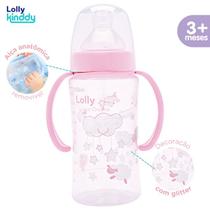 Mamadeira lolly big dreams c/ alca 350ml silicone orto rosa acima de 3 meses