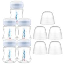 Mamadeira Maymom, 5 unidades de boca larga, 140 ml, armazenamento com tampa Mamadeira Maymom, 5 unidades de boca larga, 140 ml, armazenamento com tampa